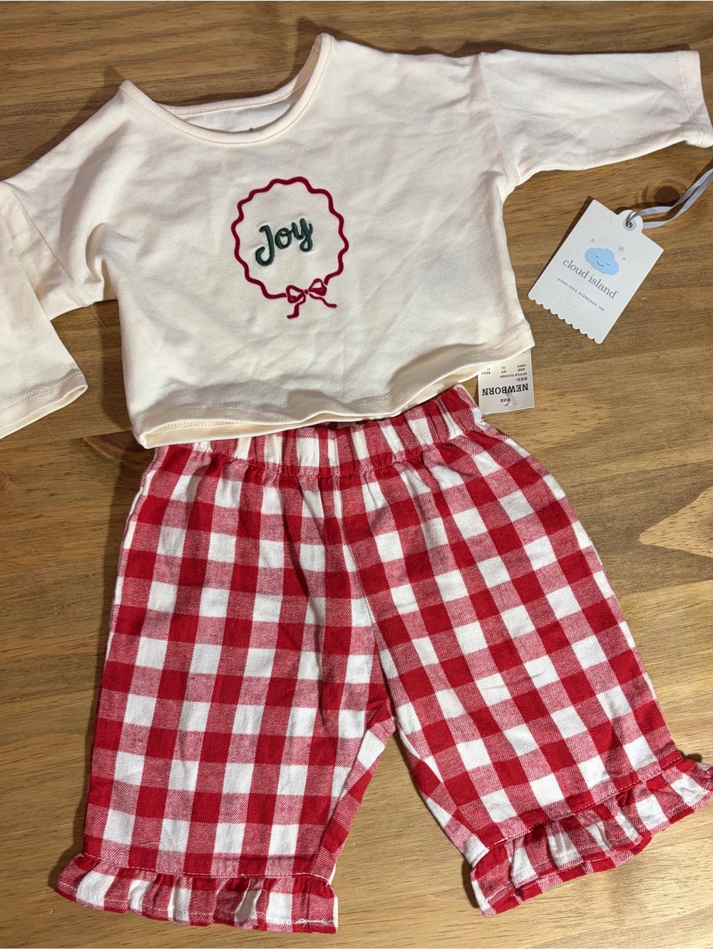 New with Tags-  Cloud Island Christmas Joy Set with flannel ruffle pants